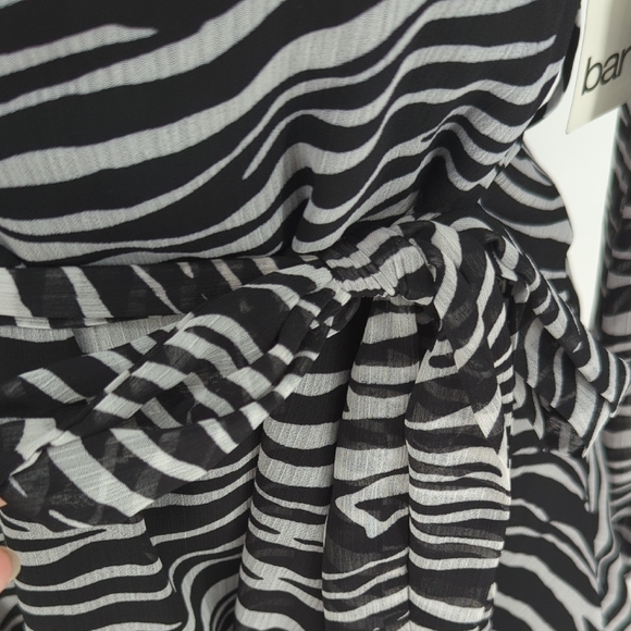 30067 NEW Bbar III Zebra Chiffon Dress Black White size Medium animal retro - Picture 5 of 9